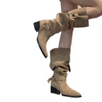 Damen Modische Overknee Stiefel mit verstellbaren Riemen und Blockabsatz R&B