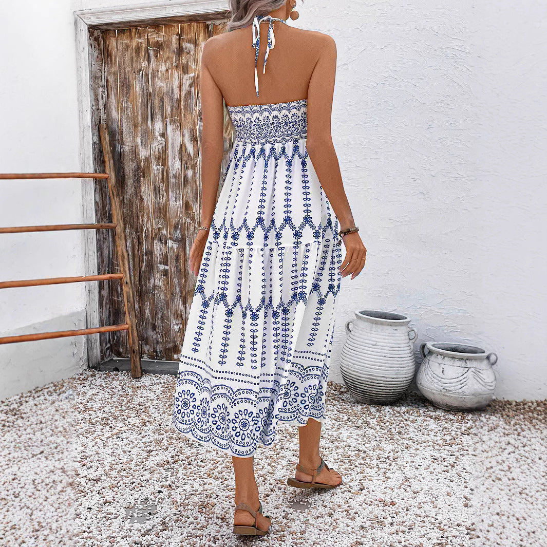 Damen Boho Maxikleid mit Trägern R&B