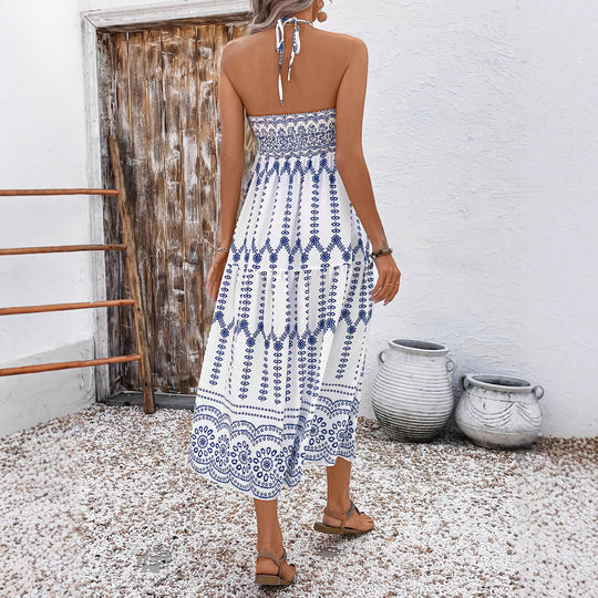 Damen Boho Maxikleid mit Trägern R&B