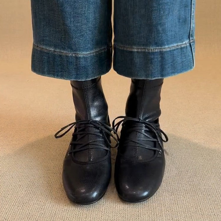 Damen zeitlose Ankle Boots mit hohem Schaft und eleganter Schnürung R&B