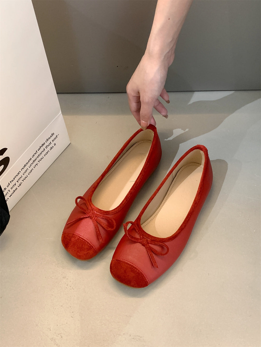 Damen Ballerina-Schuhe mit verstellbarem Schleifen-Detail R&B