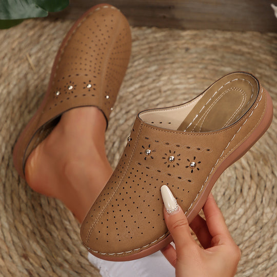 Damen Offene Clogs mit modischem Lochmuster und komfortabler Fußbettung R&B