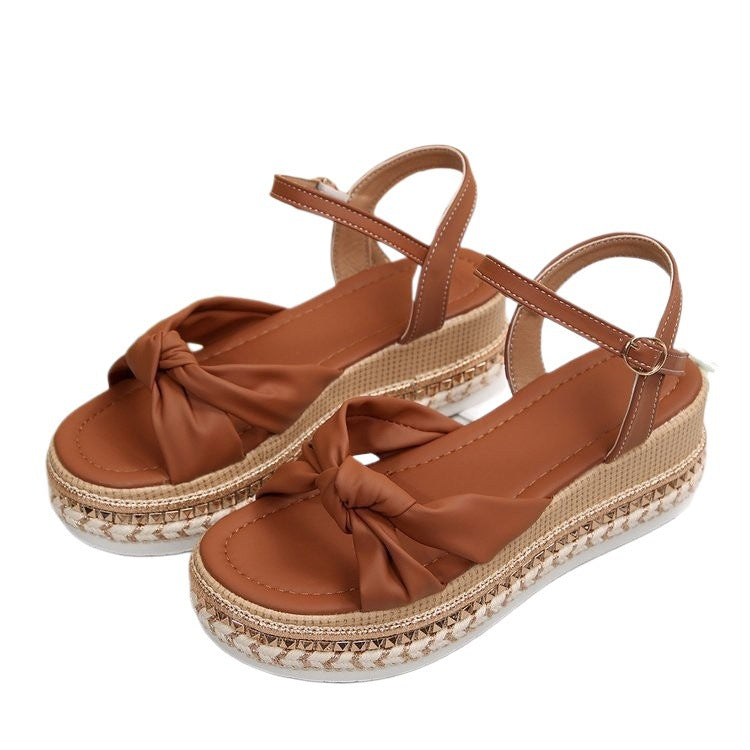 Damen Plattform-Sandalen mit raffinierter Knotenoptik R&B