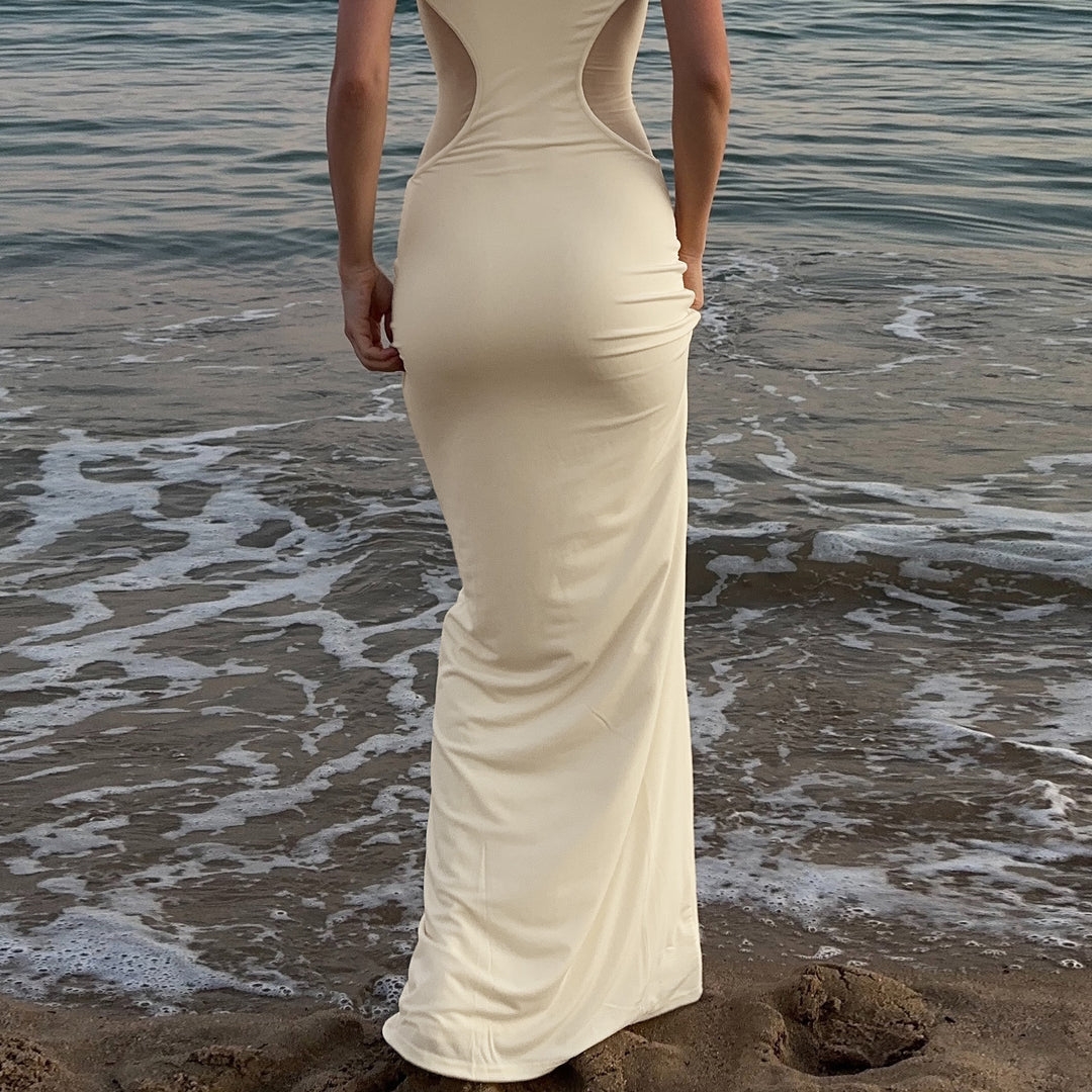 Damen figurbetontes Maxikleid mit Schnittdetails R&B