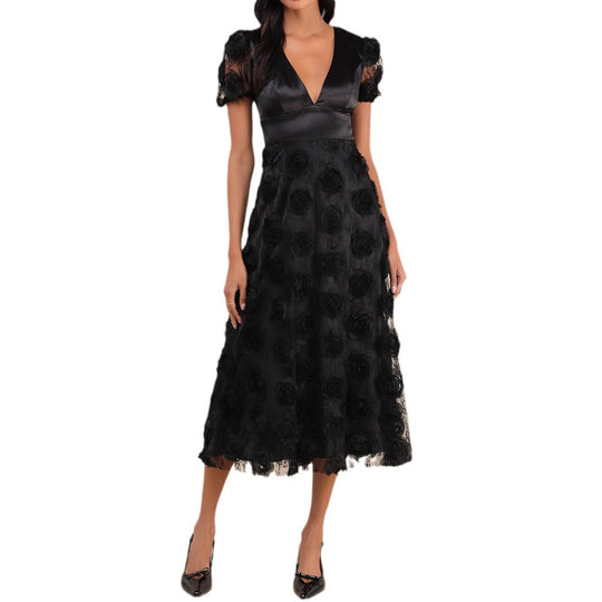 Damen Elegantes Maxikleid mit floralem Spitzenbesatz R&B
