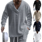 Herren lässiger Strickpullover mit V-Ausschnitt und Kabelmuster R&B