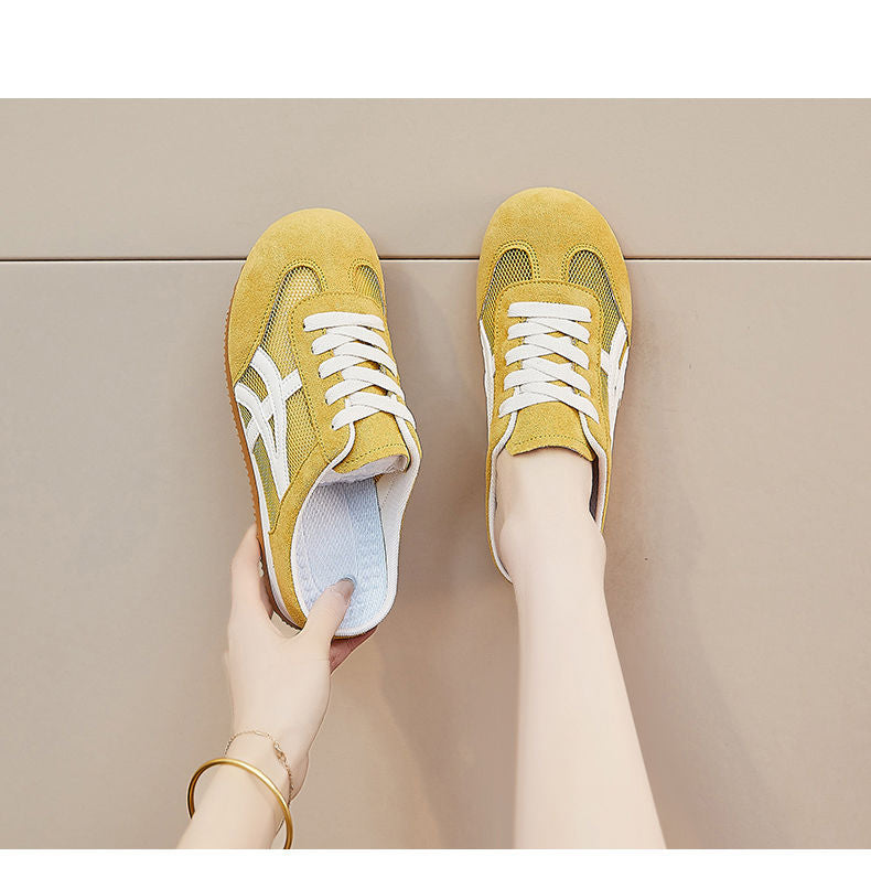 Damen Atmungsaktive und komfortable Slipper mit Mesh und Wildlederoptik R&B