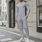 Herren modisches Freizeit-Set mit strukturiertem Langarmshirt und passenden Jogginghosen R&B