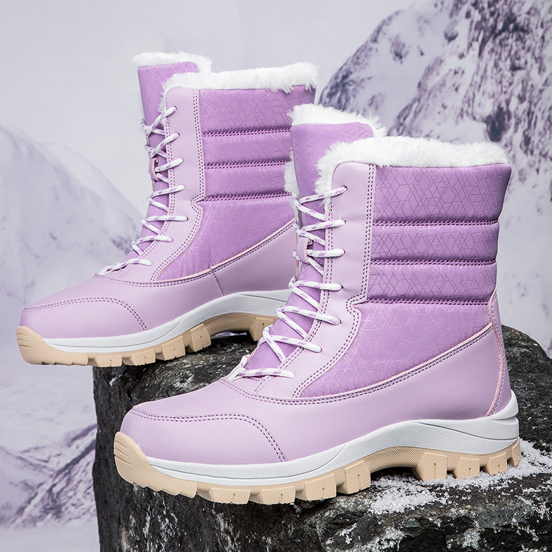 Damen Winterfestige gefütterte Stiefel mit rutschfester Sohle und hohem Schaft R&B