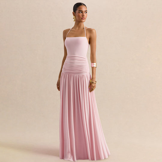 Damen Elegantes Abendkleid mit Off-Shoulder-Design und Fließendem Cape R&B