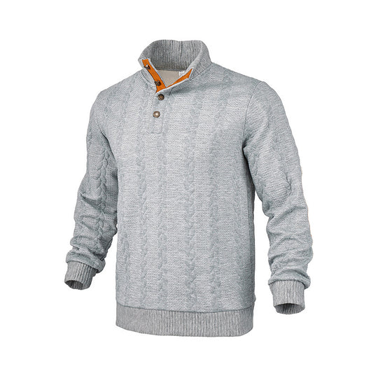 Herren modischer Strickpullover mit Stehkragen und kontrastierenden Akzenten R&B