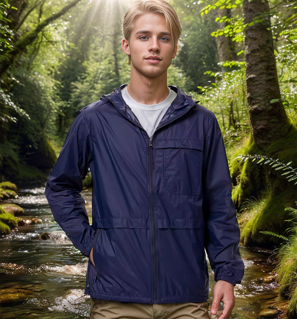 Herren leichte Outdoor-Jacke mit praktischen Taschen und verstellbarem Kapuzenkragen R&B