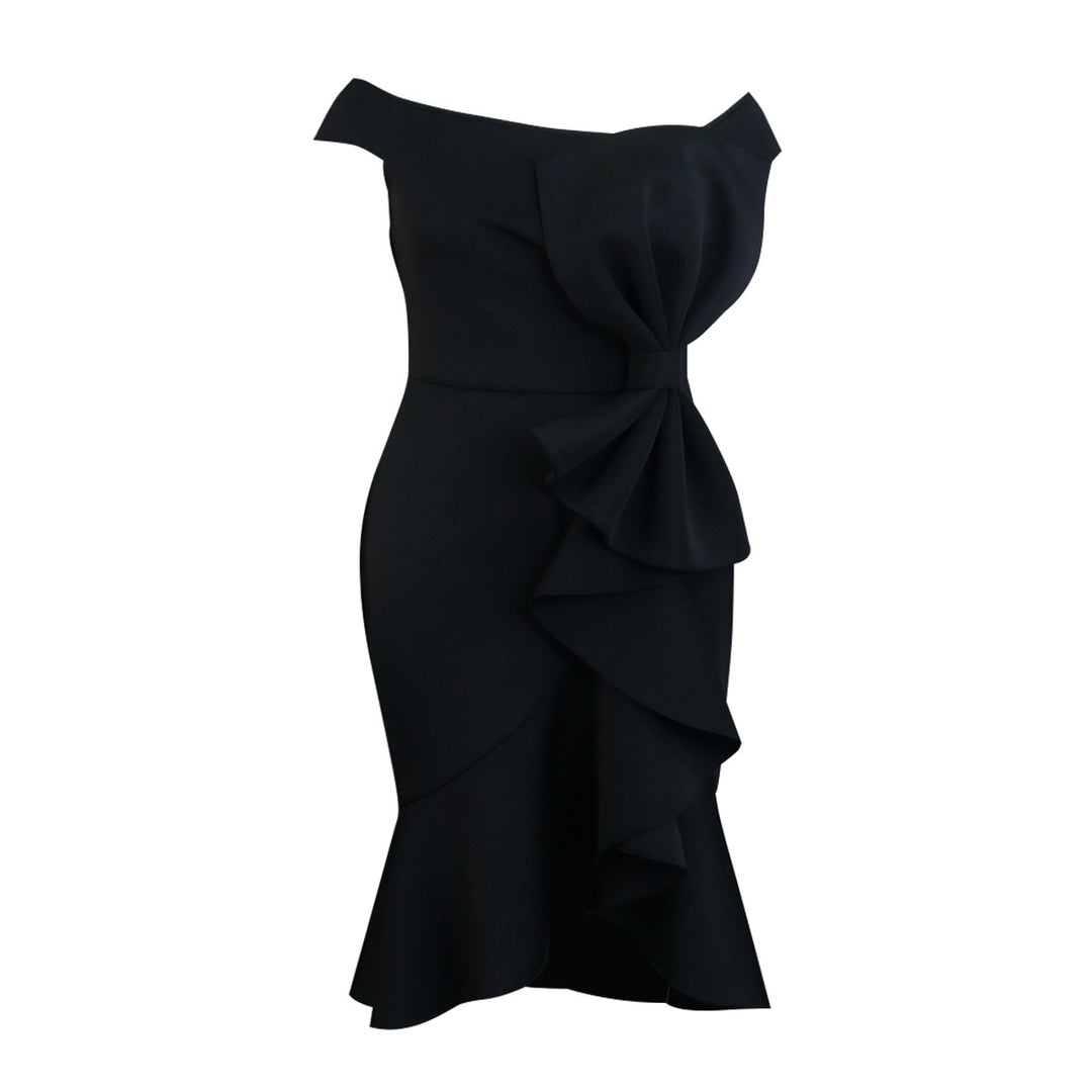 Damen Elegantes schulterfreies Kleid mit Rüschendetails R&B