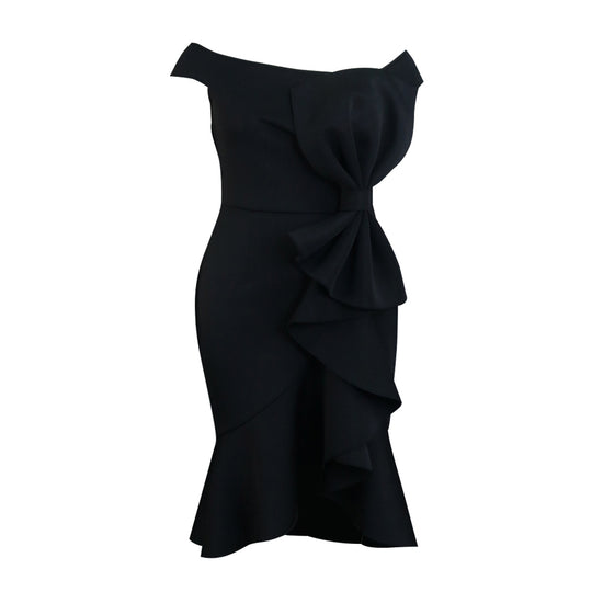 Damen Elegantes schulterfreies Kleid mit Rüschendetails R&B