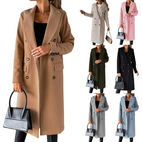 Damen Eleganter Doppelreihiger Mantel mit hochmodernem Schnitt R&B