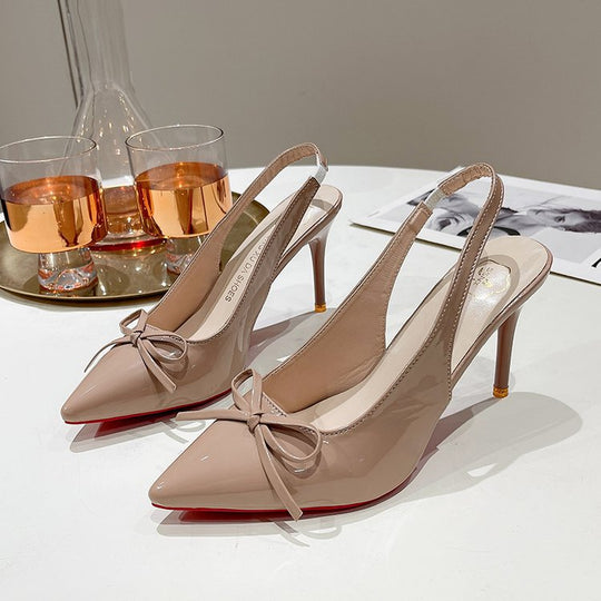 Damen Slingback-Pumps mit elegantem Schleifenakzent und spitzer Kappe R&B