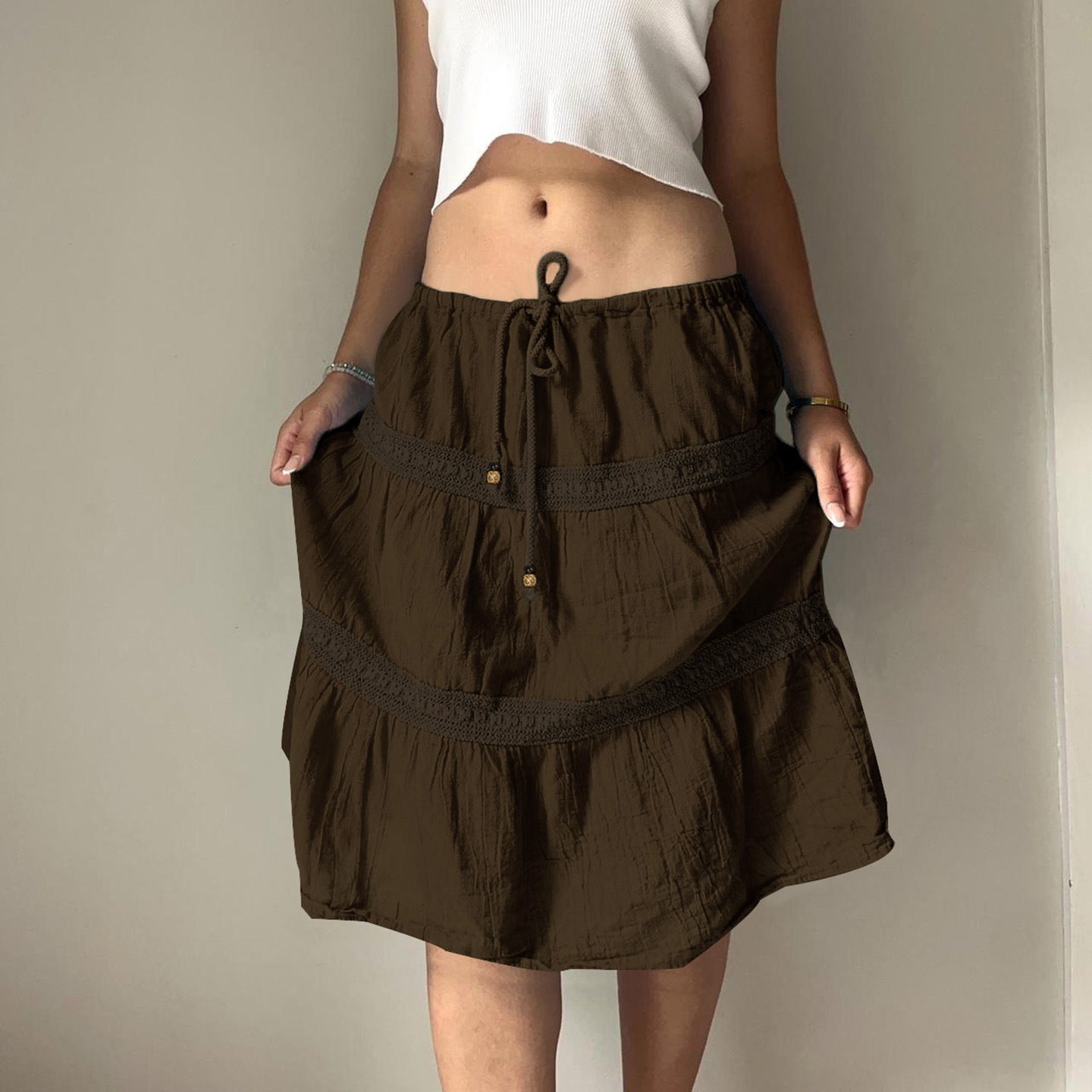 Damen luftiger Jumpskirt mit elastischem Bund und Raffungen R&B