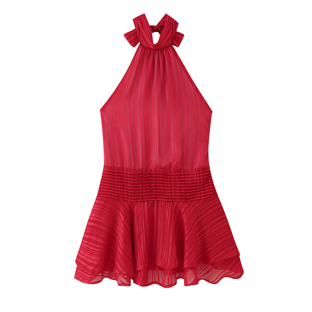 Damen Halterneck Top mit Rüschensaum und elastischer Taille R&B