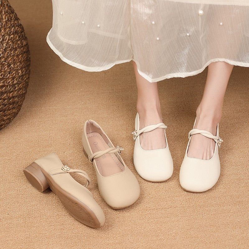 Damen elegante Mary Jane Ballerinas mit dekorativem Riemchen R&B