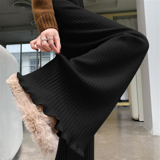 Damen Fließende Strickhose mit weichem Material und elegantem Saum R&B