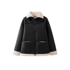 Damen angesagte Kunstlederjacke mit kuscheligem Innenfutter R&B