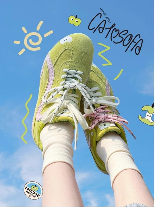 Damen bequeme Sneaker mit verspieltem Schleifendesign und atmungsaktiver Sohle R&B