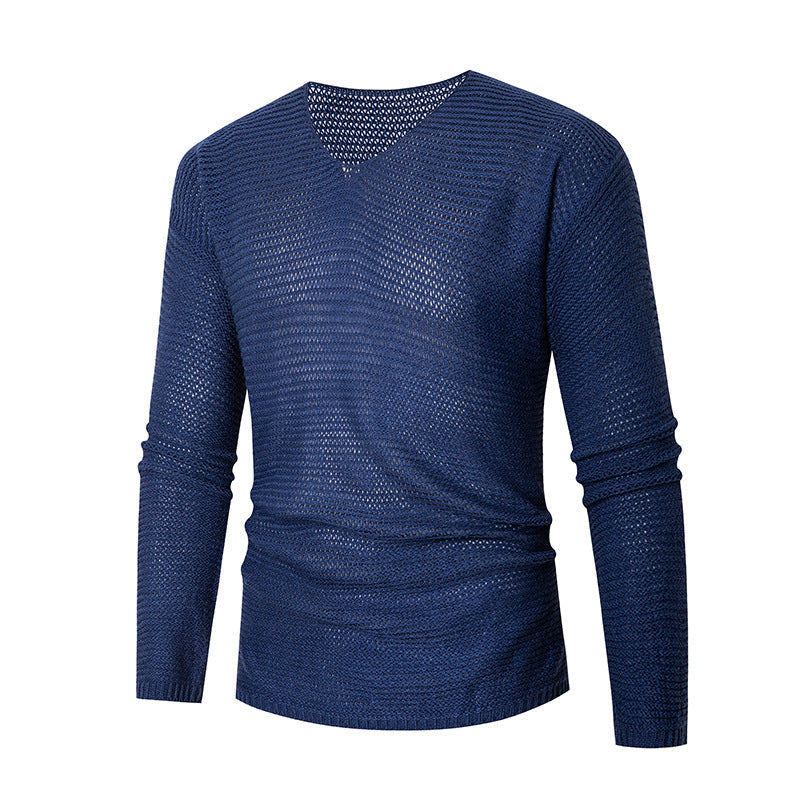 Herren modisches V-Ausschnitt-Strickpullover aus atmungsaktivem Material R&B