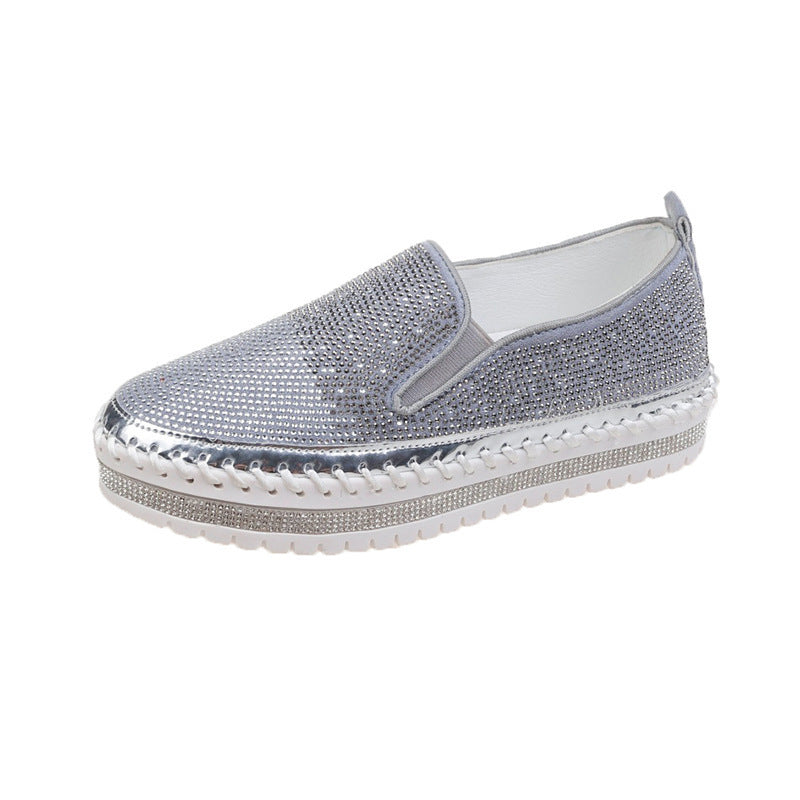 Damen Slip-On Schuhe mit funkelndem Strass und komfortablem Plateau R&B