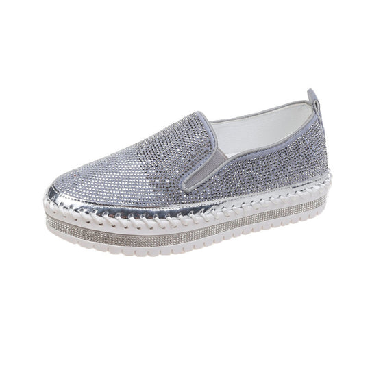 Damen Slip-On Schuhe mit funkelndem Strass und komfortablem Plateau R&B