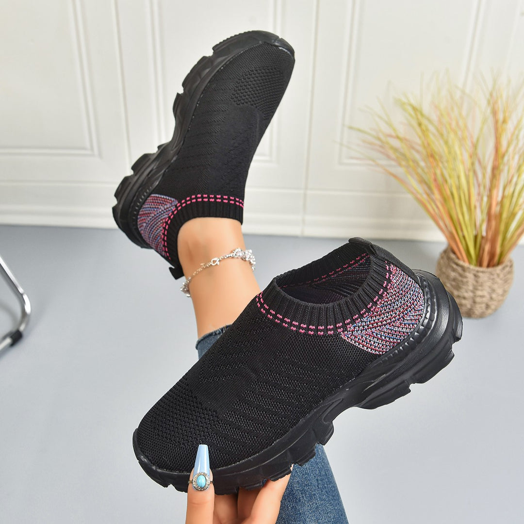 Damen trendige Slip-On Sneakers mit atmungsaktivem Strickdesign R&B