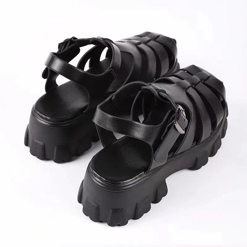 Damen stylische Plateau-Sandalen mit verstellbaren Riemen R&B