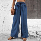 Damen weit geschnittene Sommerhose mit elastischem Bund und Kordelzug R&B