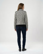 Damen Bikerjacke mit Tiermuster und taillierter Passform