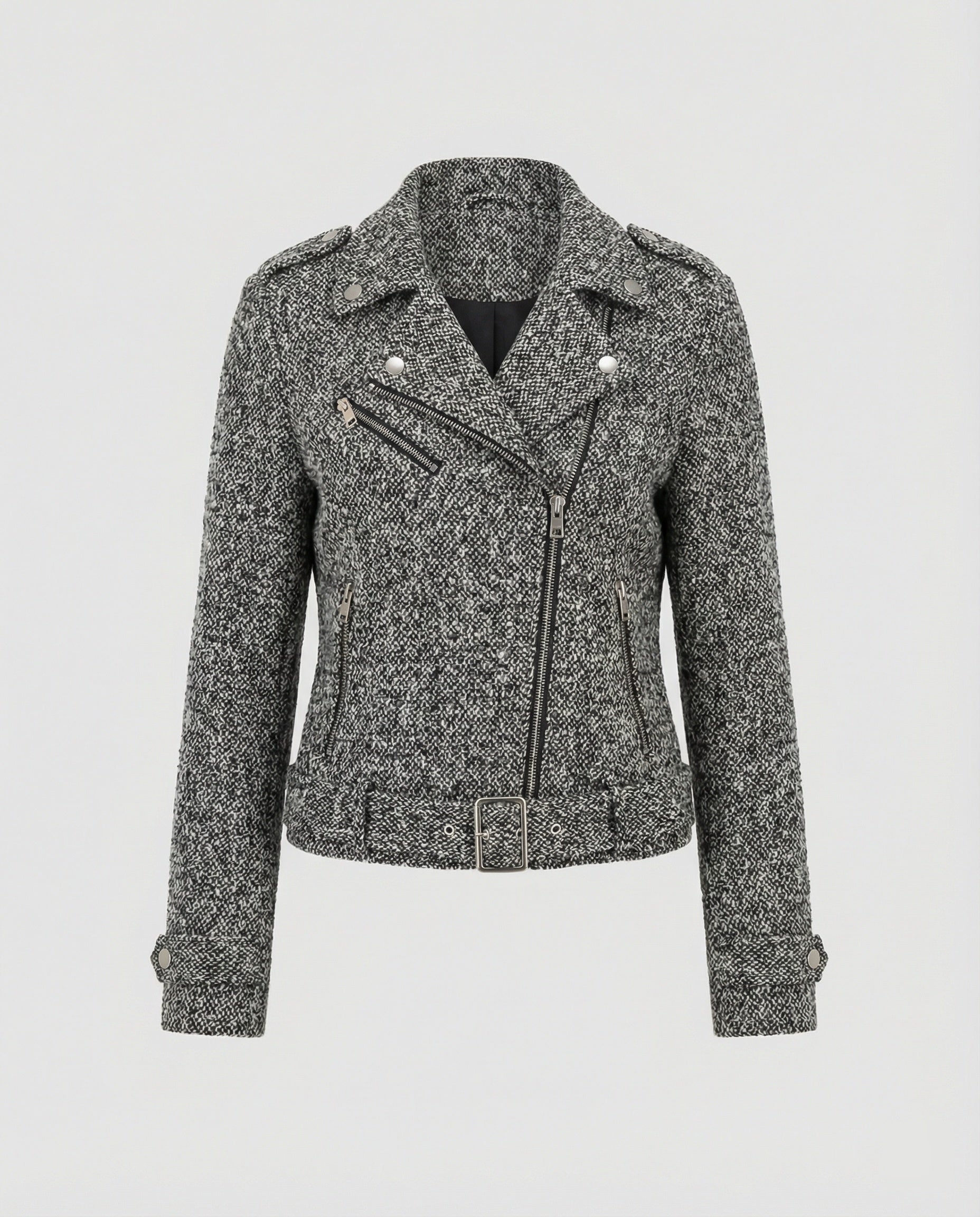 Damen Bikerjacke mit Tiermuster und taillierter Passform