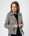 Damen Bikerjacke mit Tiermuster und taillierter Passform