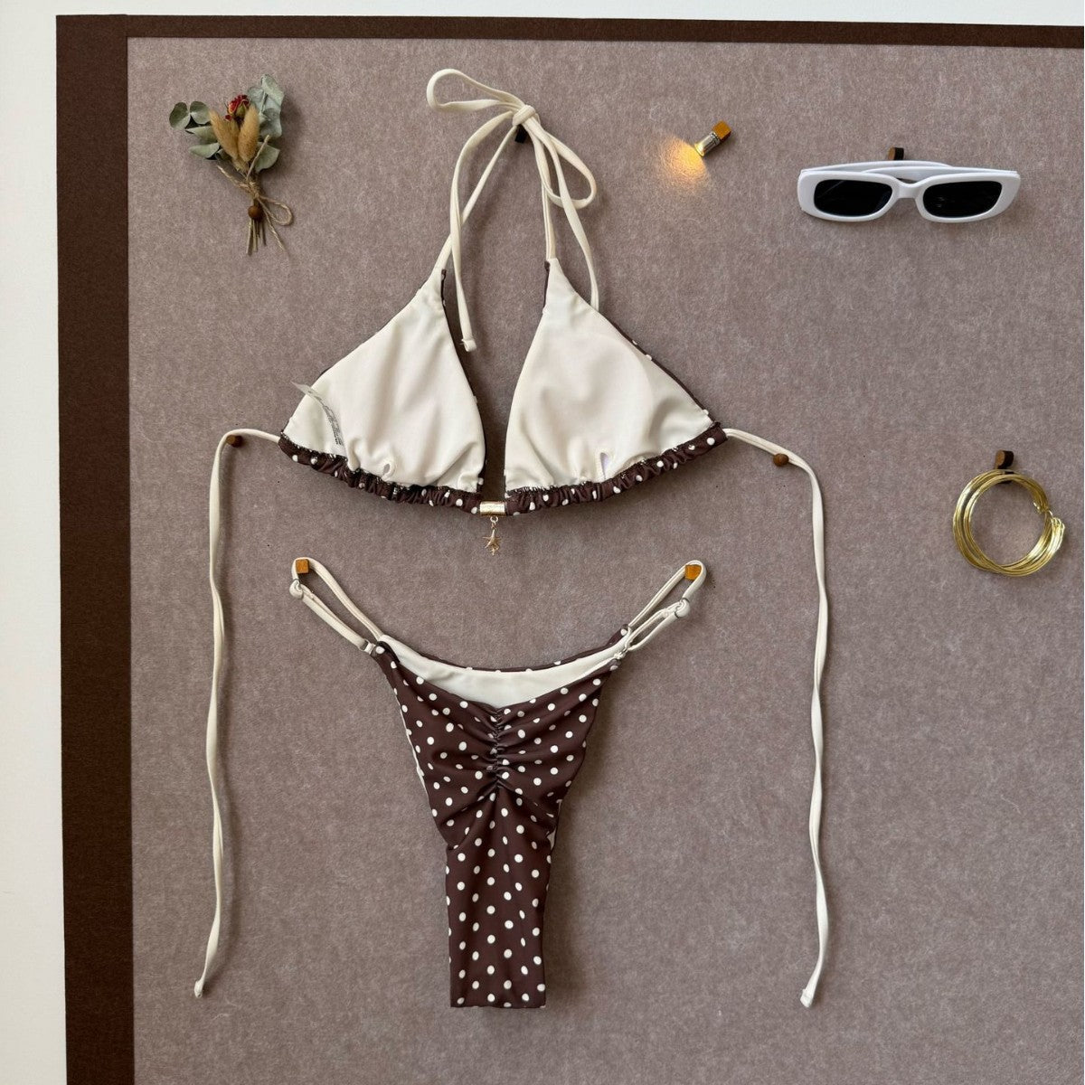Damen Triangel-Bikini mit verspieltem Punkte-Design R&B