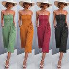 Damen Bandeau Jumpsuit mit lockerer Passform und Taschen R&B