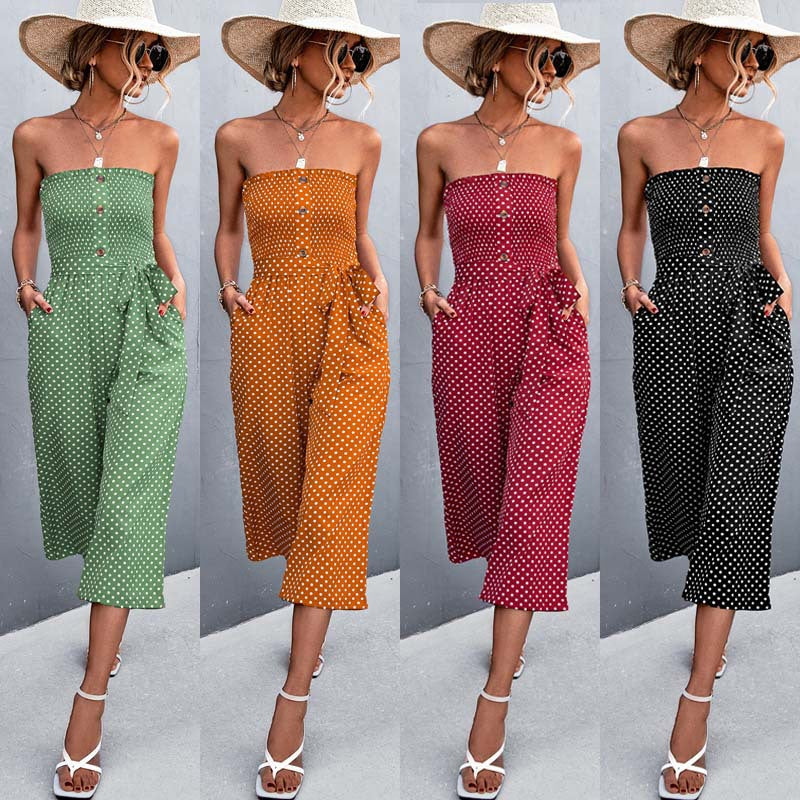 Damen Bandeau Jumpsuit mit lockerer Passform und Taschen R&B
