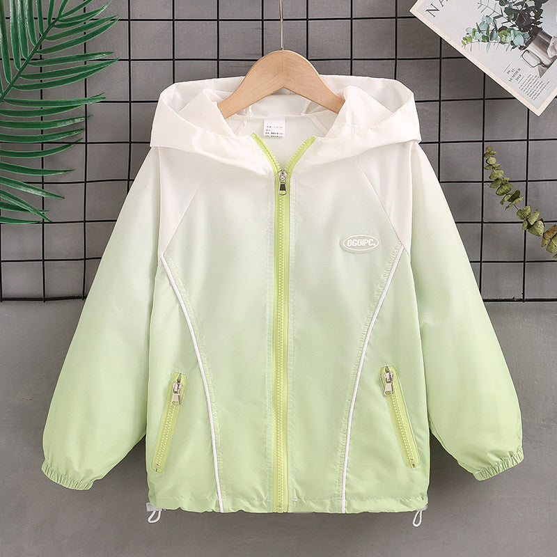 Damen nan leichter Kapuzen-Windbreaker mit Reißverschluss und verdeckten Taschen R&B