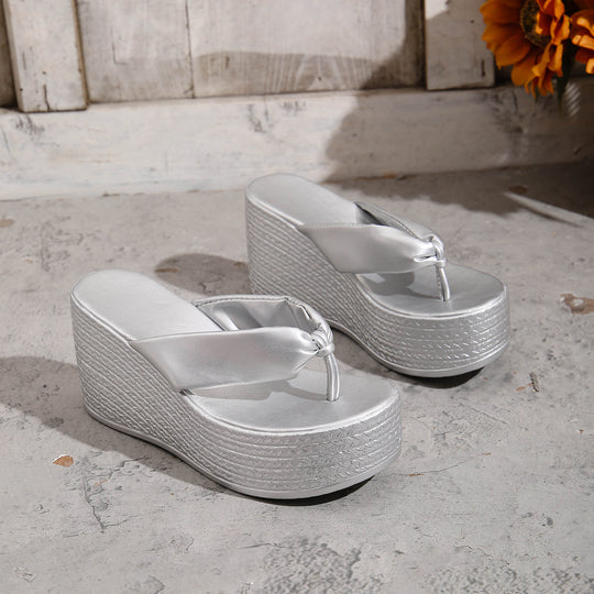 Damen Wedge-Zehentrenner mit eleganter Knotenapplikation R&B