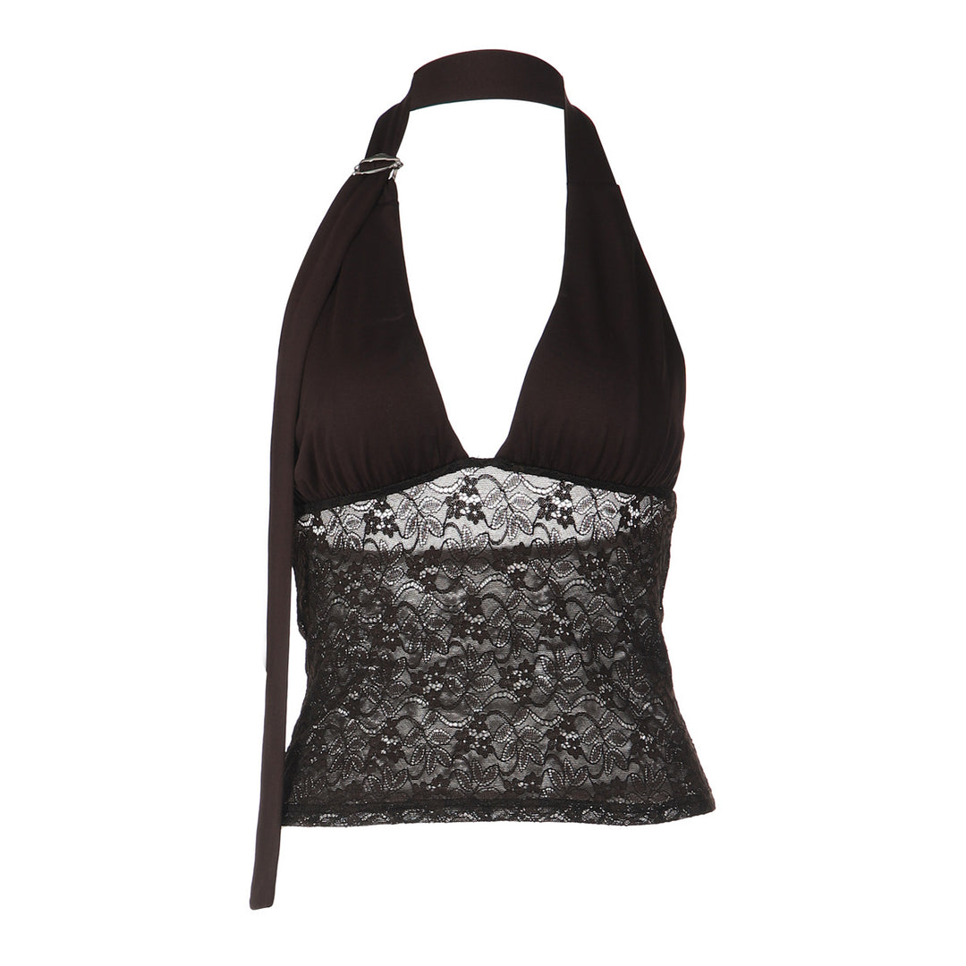 Damen Halterneck-Spitzenoberteil R&B