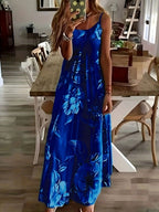 Damen Maxikleid mit floralem Muster und schmalen Trägern R&B