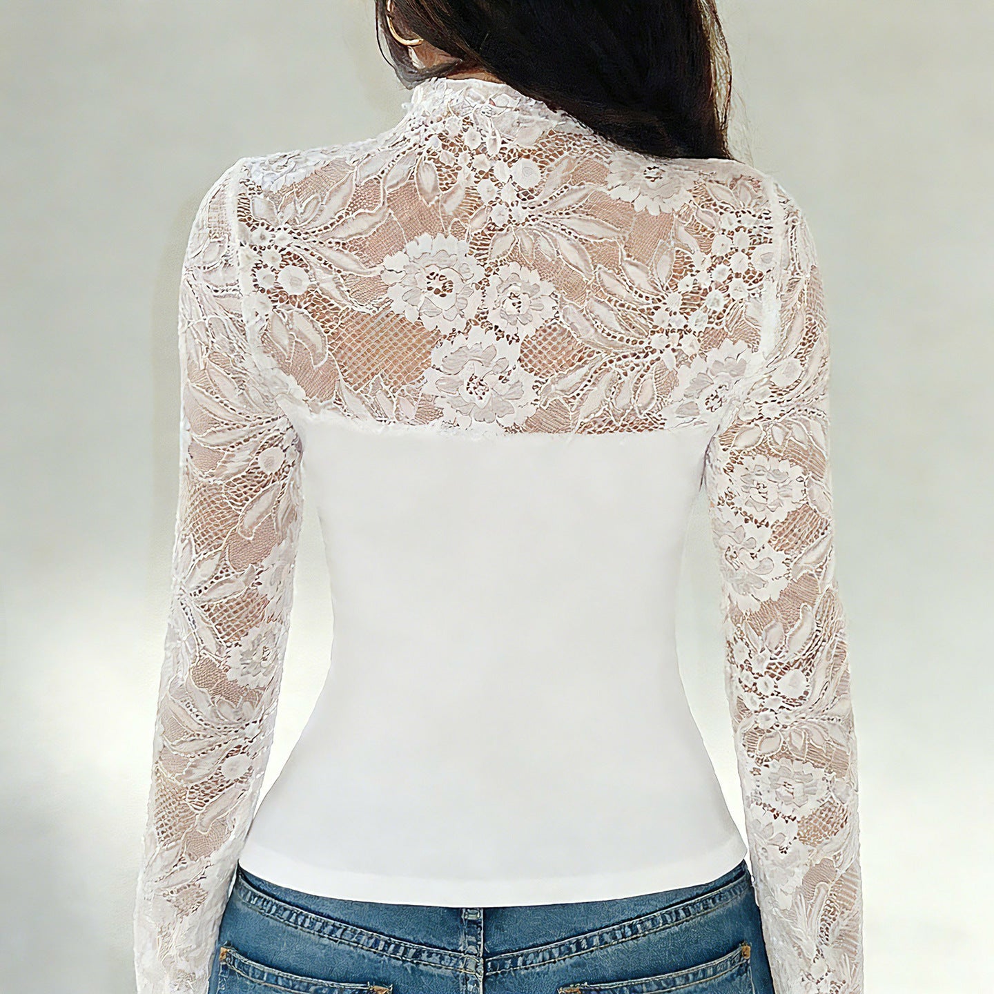 Damen Spitzenbluse mit schickem Halsteil und raffinierter Passform R&B