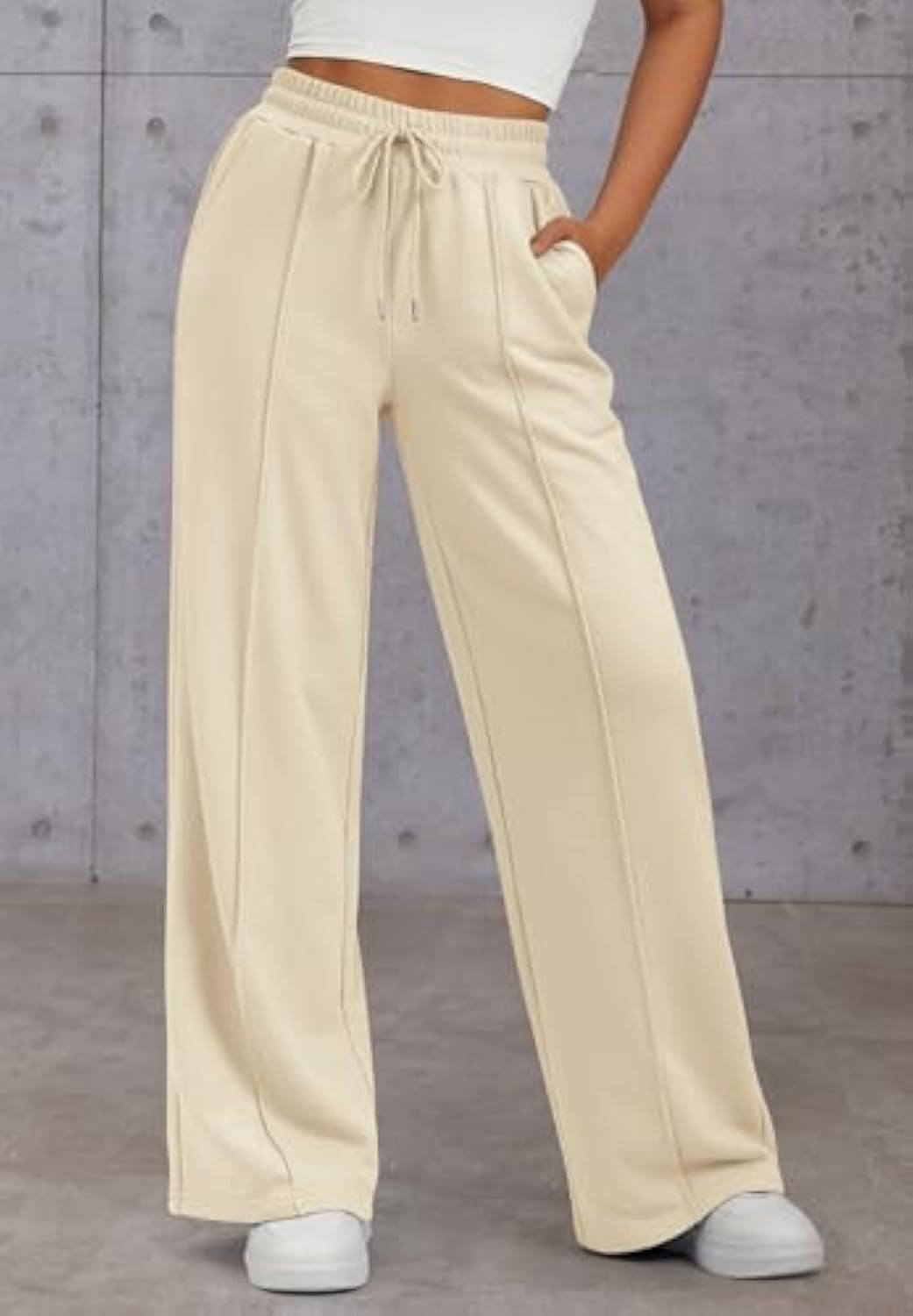 Damen Komfortable Weite Sweatpants mit elastischem Bund und praktischen Taschen R&B