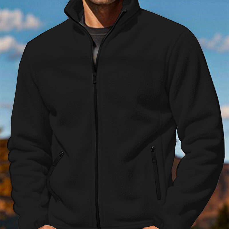 Herren Fleecejacke mit hochschließendem Kragen und Reißverschlusstaschen R&B