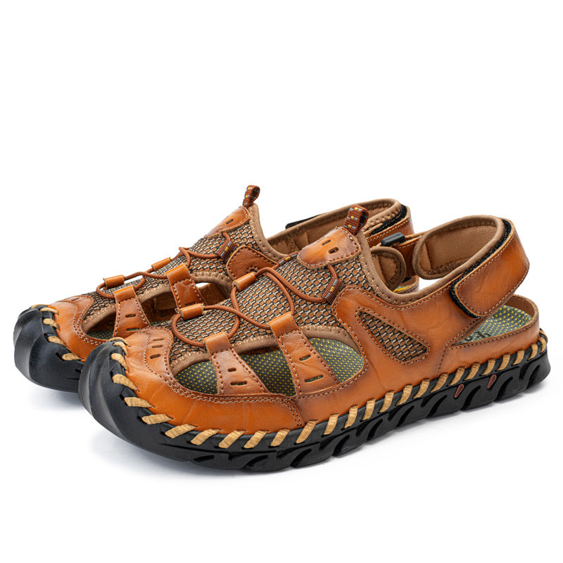 Damen Sportliche Leder-Sandalen mit atmungsaktiven Einsätzen und rutschfester Sohle R&B