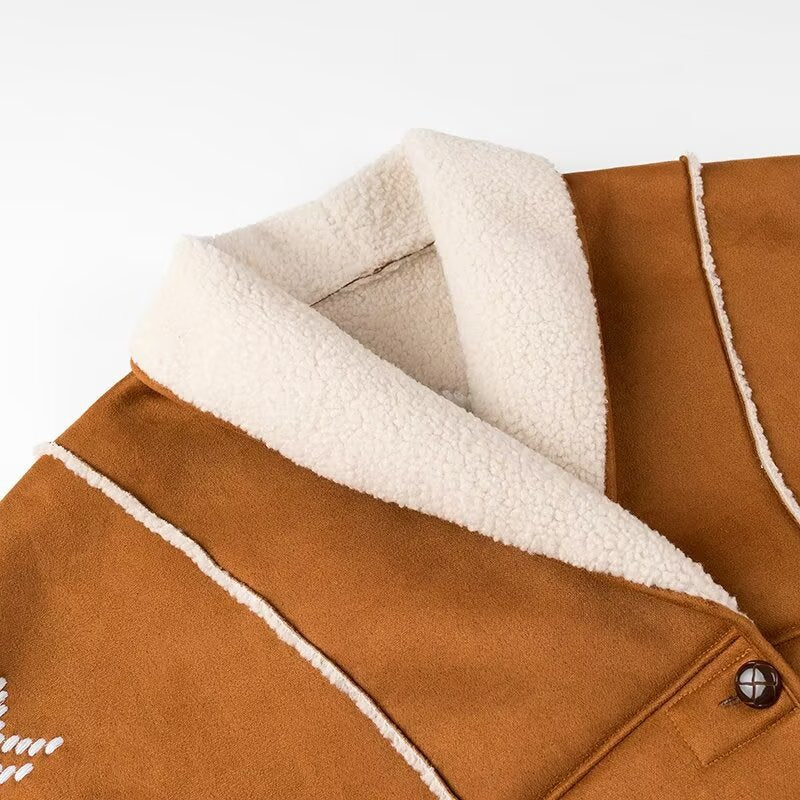 Damen elegante und gemütliche Oversize-Jacke mit floralem Design R&B