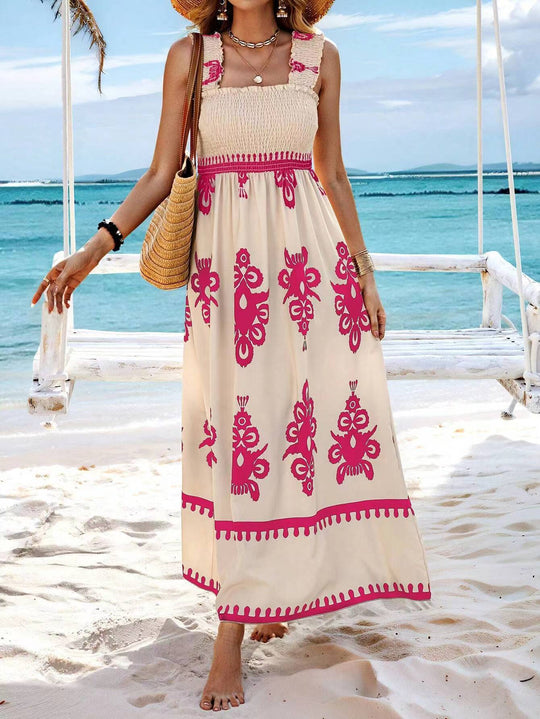 R&B | Bedrucktes Brustwickelkleid im Urlaubsstil