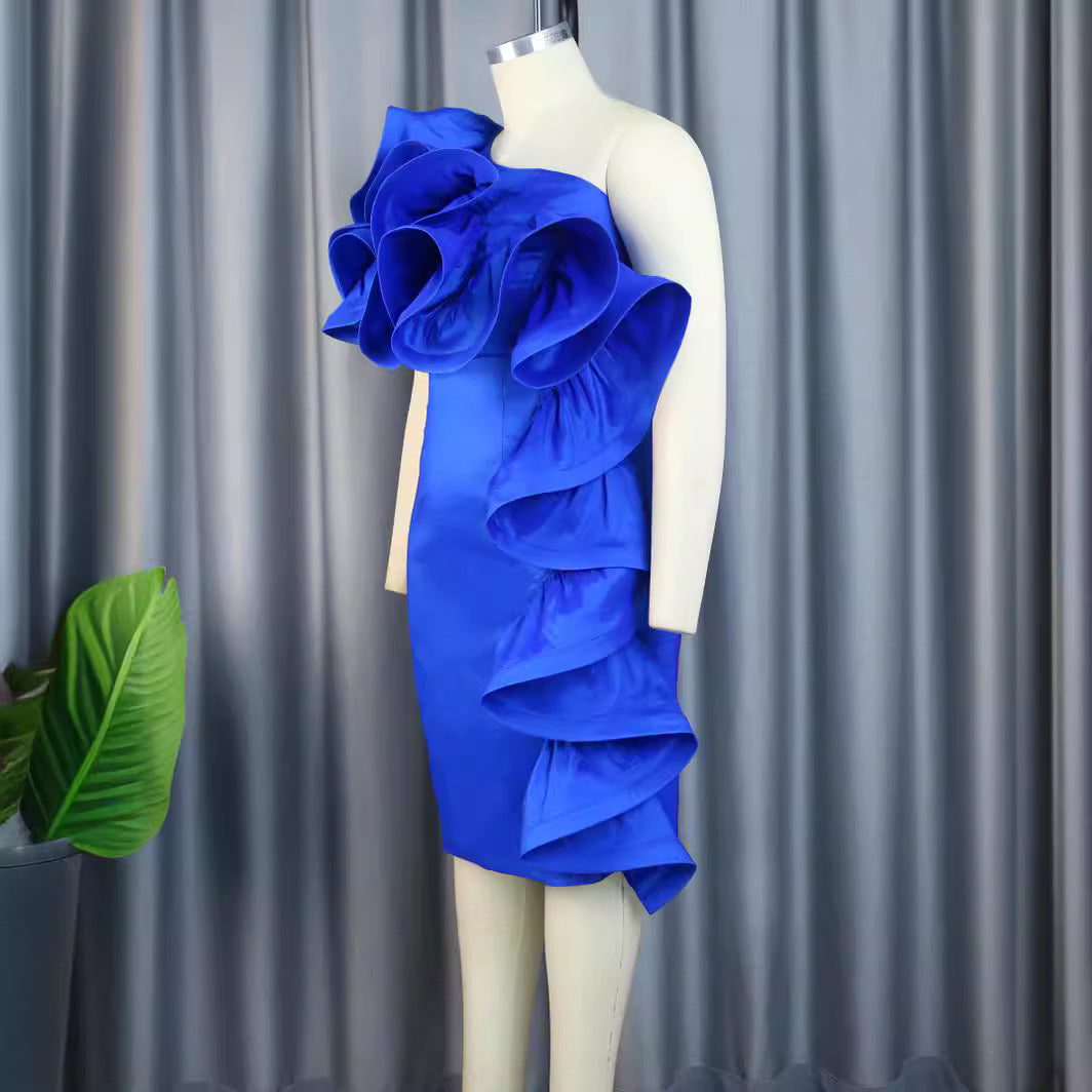 Damen elegantes Kleid mit dramatischen Rüschendetails R&B