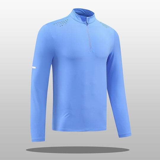 Herren Funktions-Langarmshirt mit Reißverschluss und atmungsaktivem Material R&B